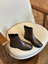 美脚効果！レディースショートマーチンブーツ【秋冬用・ブラウン・サイドジッパー・フラットソール】