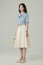 白色高腰Aラインスカート【夏用・通勤・印象的なデザイン】