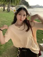 リネン混ショートスリーブTシャツ【夏用・ホワイト・ゆったりデザイン】
