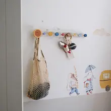 可愛い星球デザインの壁掛けハンガー【穴あけ不要・子供部屋用】