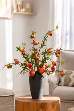 造花 枝物 柿の実 ザクロ ドライフラワー風 リアルタッチ フラワーアレンジメント リビング ダイニング テーブルデコレーション インテリア 飾り