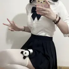 白衬衫の女性用JKスタイル長袖トップス【ウエスト絞り・スリム効果・制服タイプ・多用途】（セットアップ対応）