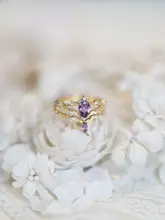リング シルバー925 天然アメジスト フラワーモチーフ ヴィンテージ 重ね付け 「Aurora」