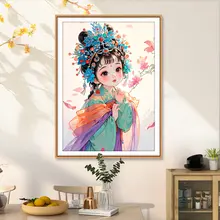 クロスステッチ 手刺繍 古典美人 人物画 桃の花 モダン シンプル リビング 寝室 インテリア