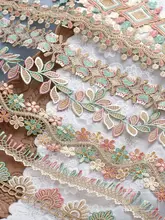 カラフルなポリエステル刺繍レース【手作り服飾・民族風デザイン】