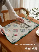ヴィンテージ花柄コットン吸水ランチマット【防熱・テーブル用・ナチュラルスタイル】