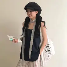 リトロなストライプデザインのリネンシルクスカーフ【高級感のある長尺・多用途】