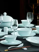 新中式デザインの高温釉下彩青瓷食器セット【ボウル・プレート・皿】（セットアップ対応）