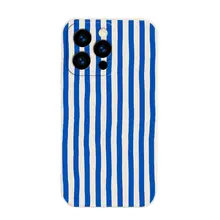 夏のブルーストライプの全包みマットスマホケース【Huawei・iPhone用・おしゃれなデザイン】