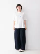 極上の柔らかさのコットンストレートパンツ【カジュアル・女性用・デニム風・フィット】
