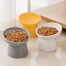 猫用陶器水飲みボウル【斜め口・白鹅绒保護・首に優しいデザイン】