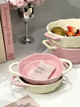 かわいいデザインの陶器製両耳スープボウル【ラーメン・フルーツ・麻辣烫・ヨーグルト用】