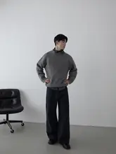 ヴィンテージ風ウォッシュ加工ストレートデニムパンツ【ユニセックス・リラクシーフィット・ワイドレッグ・アーチデザイン】