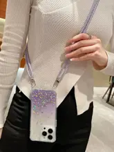 調節可能なショルダーストラップ付きiPhoneケース【iphone12pro max・防衝撃・スパンコールデザイン・斜め掛け対応】