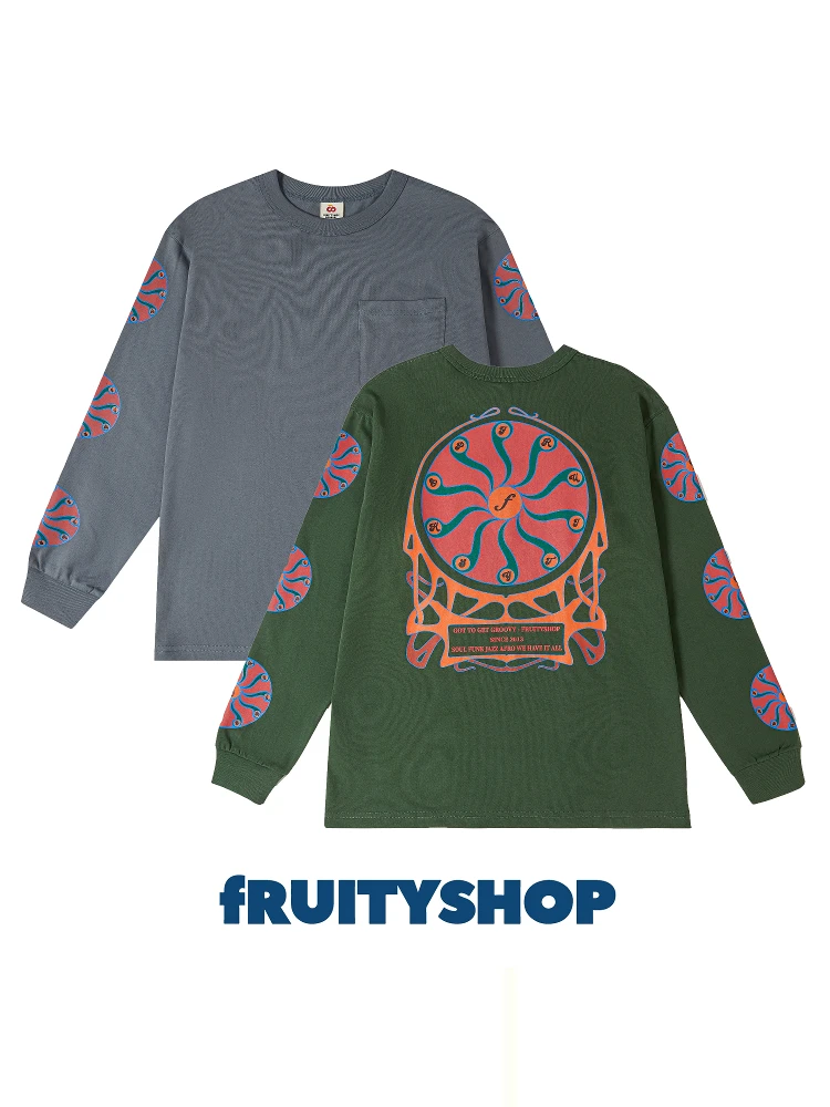 長袖Tシャツ FRUITYSHOP カジュアルデザイン：春夏秋冬に適した通気性と肌への優しさ