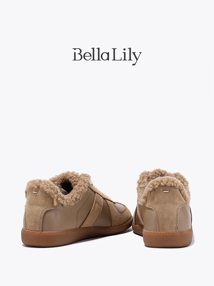 40代女性冬のスニーカーコーデに合う加绒羊毛スニーカー【Bella Lily】