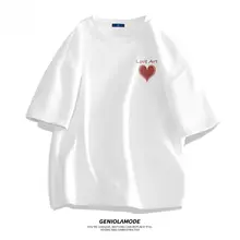 ハートデザインの男性用Tシャツ【コットン・夏用・カジュアル・短袖】