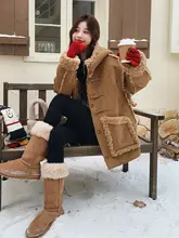 フード付き ラムウール混ボアジャケット【厚手・女性用・冬用】