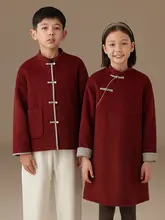 新中式デザインの秋冬用女児外套【赤色・国風・旗袍風・フォーマル】
