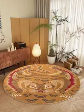 円形カーペット ドレッサーチェア リビングルーム ヴィンテージスタイル 高級感 グリーン トラデザイン