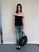 ヴィンテージ風 ダメージ加工デニムパンツ