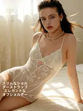 セクシーな細ストラップフランス風レースボディスーツ【通気性メッシュ・美しい背中デザイン・シェイプウェア】