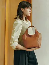 上質なソフトレザー製 トートバッグ【ハンドル付き・ショルダー掛け・バケツ型】