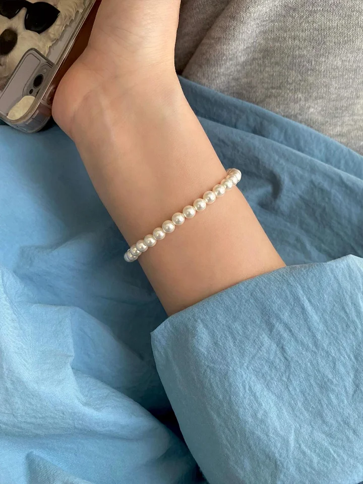 磁石付きパールブレスレット【シンプルで高級感のあるデザイン・女性用】