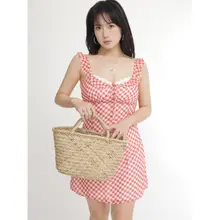 春夏用 ペーパーラフィア 手作り風 編みバッグ