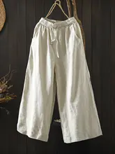 黒のリネン八分丈パンツ【女性用・体型カバー・オシャレに着回し】