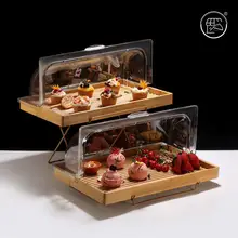 木製パン焼きトレイ透明カバー【防塵カバー・両側開閉・スイーツ用】
