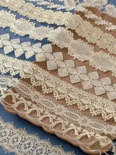 ポリエステル刺繍 白地金箔水溶花辺素材【DIYハンドメイド用・服飾レース】