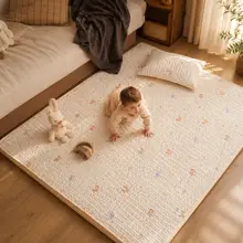 ベビーマットカバー キッズ 男の子 女の子 凹凸ガーゼ 肌に優しい 滑り止め付き 洗濯機OK ボックスシーツタイプ 家庭用
