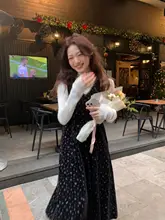 西西里安 ベルベットプリントのキャミワンピース【小柄向け・重ね着対応・冬用】