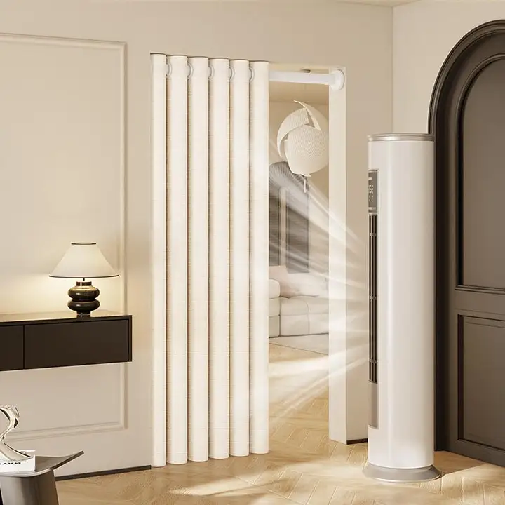 穴あけ不要の空調用カーテン【厚手・台所・寝室・リビング用・間仕切り】