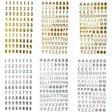 アルファベットデコレーションシール【金箔・銀箔・DIYアルバム・手帳用・多様な文字と数字】