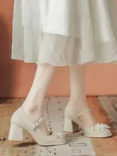 公主風 マリージェン ハイヒール【ローヒール・防水台・厚底・丸トゥ・結婚式用・ドレスやチーパオに対応】