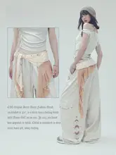 カジュアルカラーブロックデザインのボヘミアン風ワイドパンツ【透け感ある素材・ゆったりしたシルエット】