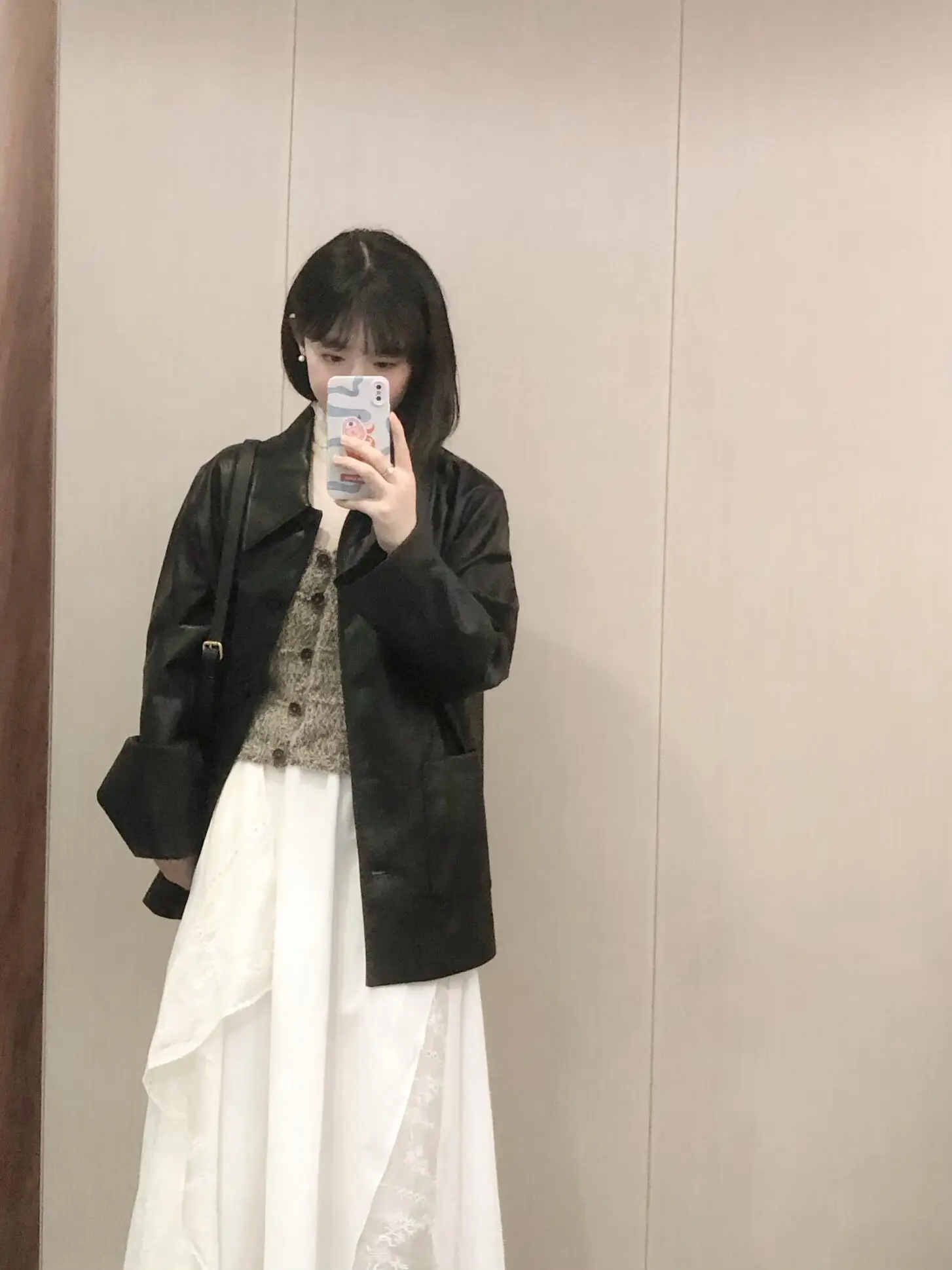 ロマンチックなフランス風不規則刺繍レースフリル付きゴムウエストスカート：20代女性の日常着に最適なA型中長裙