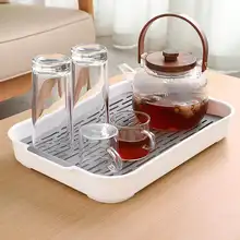 二重水切りトレイ付きガラスカップ収納ラック【家庭用・ティーカップ・酒杯用】