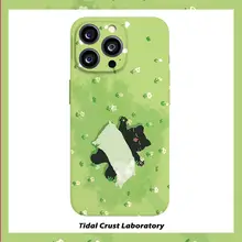 可愛い黒猫のフィルム二合一スマホケース【草地で昼寝・iPhone対応・多機種対応】