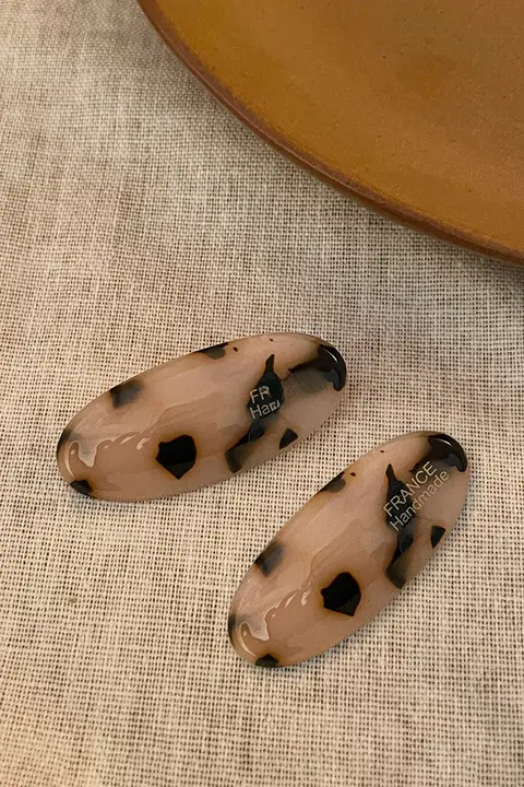 レトロなオーバルヘアクリップ【側面用・アート学生向け・前髪用・ダックビルクリップ】