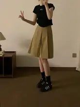 抗皺デザインのプリーツスカート【レトロスタイル・春夏用・ウエストゴム】