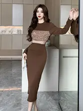 シルバーラメニットロングドレス【フレンチスタイル・秋冬用・スリムフィット】