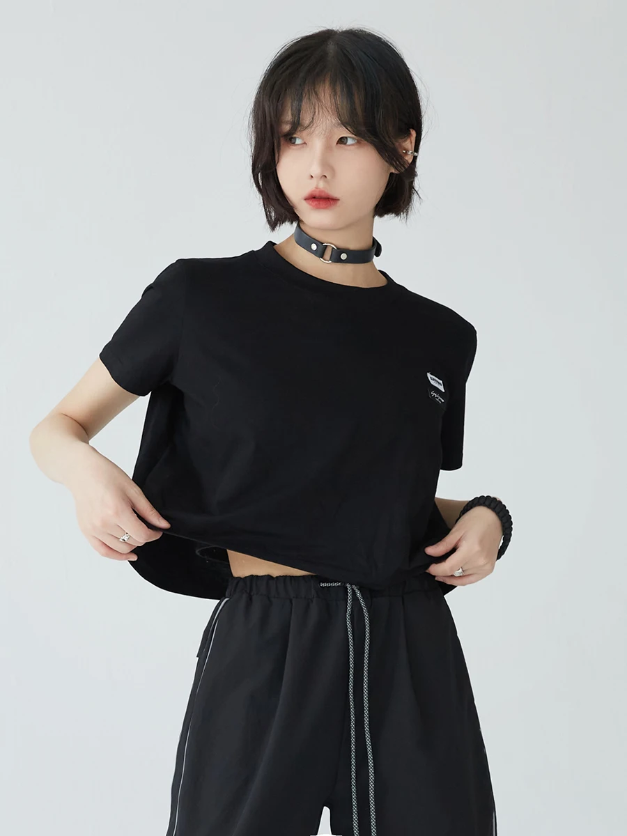 万有引力レディース半袖Tシャツ：純棉ショート丈の夏季リラックススタイル
