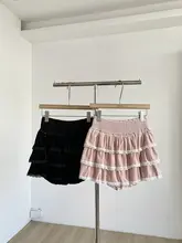 レース切り替え 高腰Aラインスカート【ピンク・防透け・冬用】（セットアップ対応）