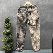ユニークデザインのメンズデニムパンツ【ワイドストレート・ブーツカット・春秋用】（セットアップ対応）