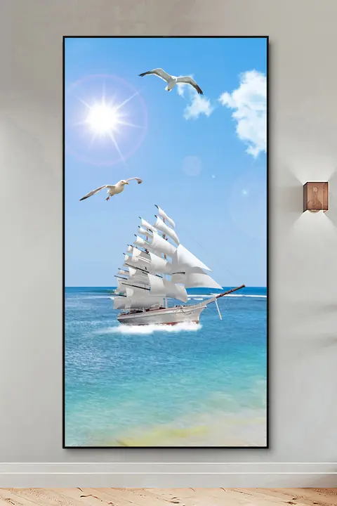 リビング・廊下用大海風景アートウォールアート【水彩画・海の景色・壁掛け用】