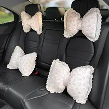 かわいいデザインの車用ヘッドレストクッション【ネックサポート・腰用クッション・車内用】（セットアップ対応）