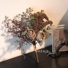 秋色の高級感漂うローズ造花の花束【ダイニングテーブル装飾用・リビング向け・おしゃれなフラワーアレンジメント】